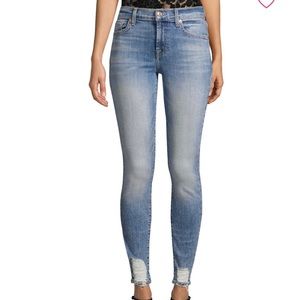 7 For All Mankind Destroyed Hem Ankle Skinny Jeans